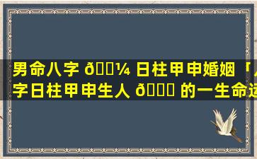 男命八字 🌼 日柱甲申婚姻「八字日柱甲申生人 🍀 的一生命运」